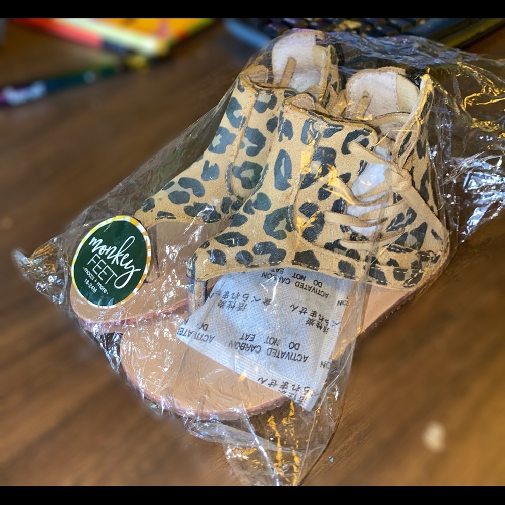 Monkey feet cheetah sandals 18-24 months